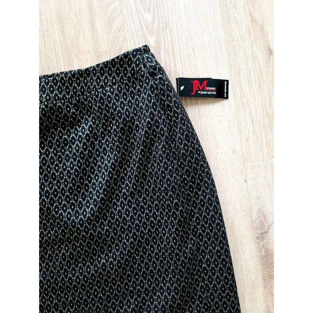 JM Studio John Meyer Black Gold Straight Lined Career Workwear Slit Skirt Sz 18W - Picture 2 of 11